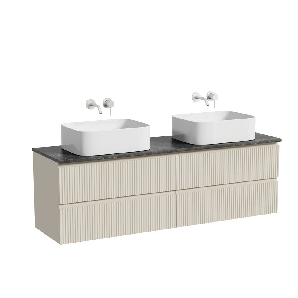 Тумба 160 см ПОДВЕСНАЯ Sancos SNOB R Beige Soft со столешницей и с раковинами CN6052