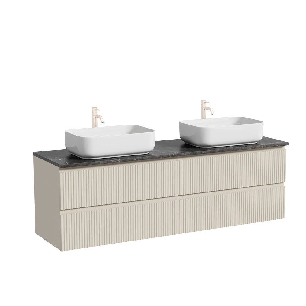 Тумба 160 см ПОДВЕСНАЯ Sancos SNOB R Beige Soft со столешницей и с раковинами CN5043