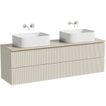 Тумба 160 см ПОДВЕСНАЯ Sancos SNOB R Beige Soft со столешницей и с раковинами CN6052