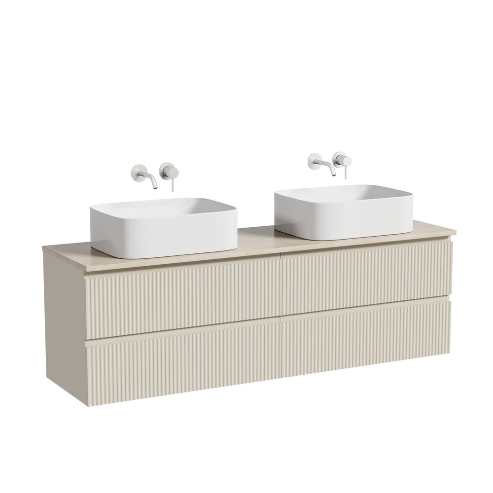 Тумба 160 см ПОДВЕСНАЯ Sancos SNOB R Beige Soft со столешницей и с раковинами CN6052
