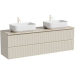 Тумба 160 см ПОДВЕСНАЯ Sancos SNOB R Beige Soft со столешницей и с раковинами CN5043