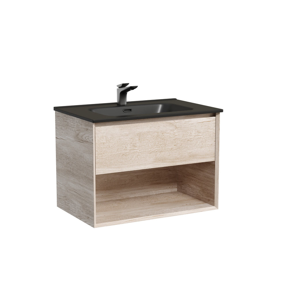 Тумба 70 см Marmi 1.0 Дуб галифакс натуральный ПОДВЕСНАЯ Sancos с умывальником CN7007MB