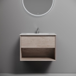 Тумба 70 см Marmi 1.0 Дуб галифакс натуральный ПОДВЕСНАЯ Sancos с умывальником CN7007 — изображение 3