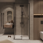 Душевое ограждение 80х80х195см Galaxy Grossman / двери раздвижные / профиль черный матовый / стекло шиншилла — изображение 3