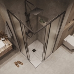 Душевое ограждение 80х80х195см Galaxy Grossman / двери раздвижные / профиль черный матовый / стекло шиншилла — изображение 4