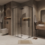 Душевое ограждение 70х100х195см Galaxy Grossman / двери раздвижные / профиль черный матовый / стекло шиншилла — изображение 2