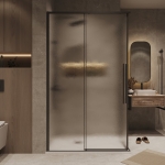 Душевое ограждение 70х100х195см Galaxy Grossman / двери раздвижные / профиль черный матовый / стекло шиншилла — изображение 3