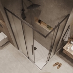 Душевое ограждение 70х100х195см Galaxy Grossman / двери раздвижные / профиль черный матовый / стекло шиншилла — изображение 4