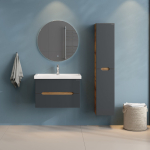 Тумба 80 см АЙЛЕНД подвесная Графит/дуб крафт золотой с умывальником Фостер-80 — изображение 6