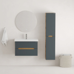 Тумба 80 см АЙЛЕНД подвесная Графит/дуб крафт золотой с умывальником Фостер-80 — изображение 7