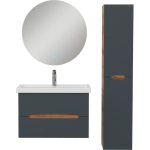 Тумба 80 см АЙЛЕНД подвесная Графит/дуб крафт золотой с умывальником Фостер-80 — изображение 9