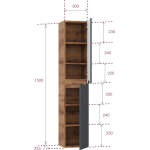 Пенал 30 см Айленд подвесной Графит/дуб крафт золотой Универсальный — изображение 4