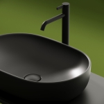 Умывальник 600х415х135мм МАТОВАЯ чаша CeramicaNova накладная овальная CN6047MDH Тёмный Антрацит/Италия — изображение 6