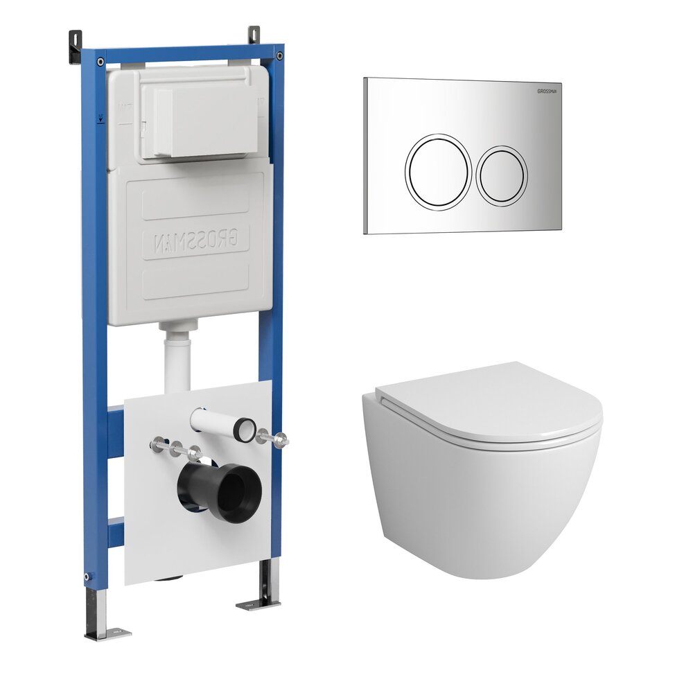 Комплект 3 в 1: инсталляция 900.K31.01.000+клавиша 700.K31.01.100.100+унитаз GR-4455S/Германия