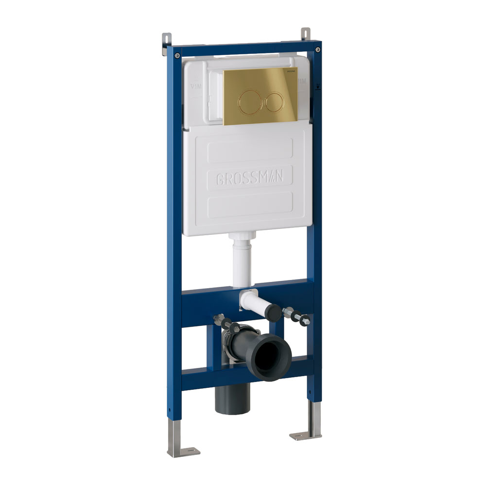 Комплект 2 в 1: инсталляция GROSSMAN 900.K31.01.000+клавиша смыва Galaxy 700.K31.01.300.300 золотая глянцевая/Германия