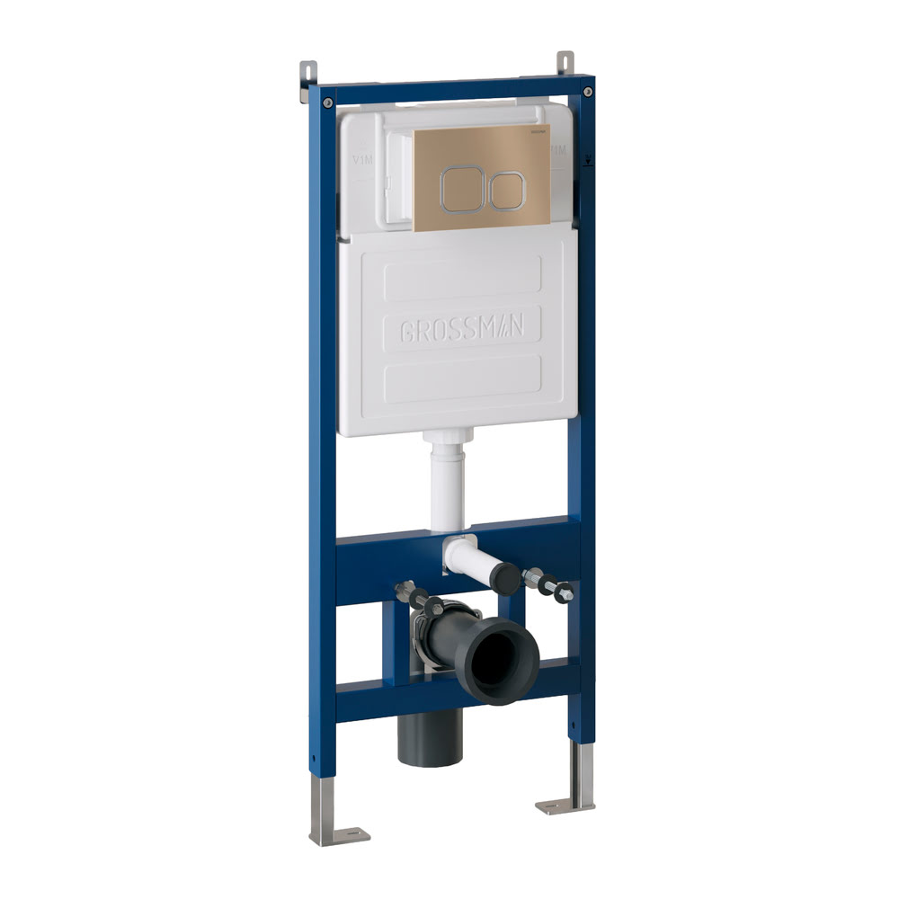 Комплект 2 в 1: инсталляция GROSSMAN 900.K31.01.000+клавиша смыва Cosmo 700.K31.02.310.310 золотая матовая /Германия