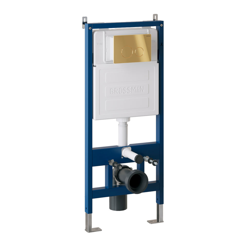 Комплект 2 в 1: инсталляция GROSSMAN 900.K31.01.000+клавиша смыва Style 700.K31.05.30M.30M золотая глянцевая НЕРЖАВЕЙКА /Германия