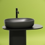 Умывальник 600х415х135мм МАТОВАЯ чаша CeramicaNova накладная овальная CN6047MDH Тёмный Антрацит/Италия — изображение 8