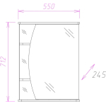 Шкаф-зеркало ЛУНА 55 см Правый — изображение 3