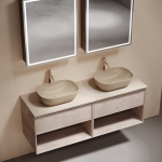 Тумба 140 см Marmi 1.0 Дуб галифакс натуральный ПОДВЕСНАЯ Sancos со столешницей и с раковинами CN6009MC — изображение 3