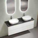 Тумба 140 см Folk Bianco ПОДВЕСНАЯ Sancos со столешницей и с раковинами CN6009 — изображение 3