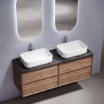 Тумба 140 см Marmi 2.0 Дуб чарльстон ПОДВЕСНАЯ Sancos со столешницей и с раковинами CN5043 — изображение 3