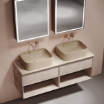 Тумба 140 см Marmi 1.0 Дуб галифакс натуральный ПОДВЕСНАЯ Sancos со столешницей и с раковинами CN6052MC — изображение 2