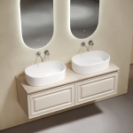 Тумба 140 см VERY Beige Soft ПОДВЕСНАЯ Sancos со столешницей и с раковинами CN6075 — изображение 3