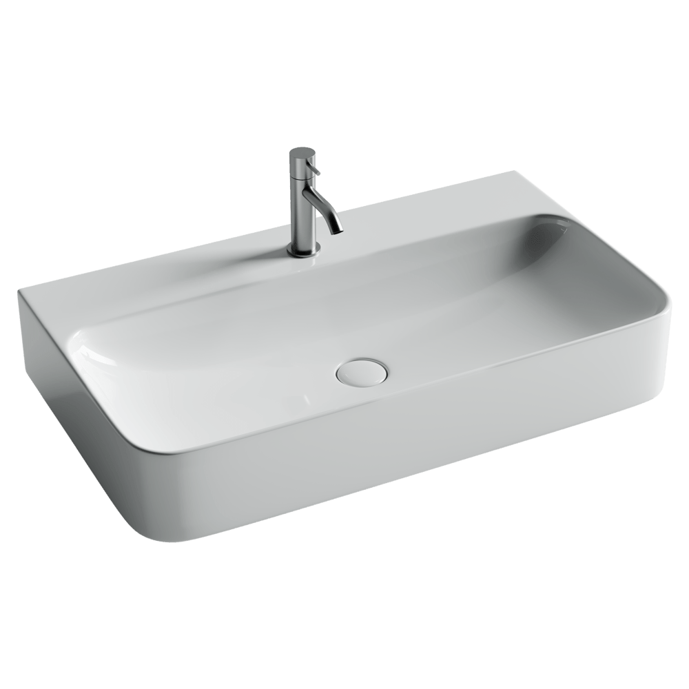 Умывальник 815х475х140мм чаша Aura CeramicaNova накладная/подвесная прямоугольная CN2006/Италия