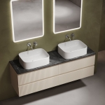 Тумба 160 см ПОДВЕСНАЯ Sancos SNOB R Beige Soft со столешницей и с раковинами CN6052 — изображение 3