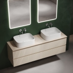 Тумба 160 см ПОДВЕСНАЯ Sancos SNOB R Beige Soft со столешницей и с раковинами CN6052 — изображение 3