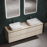 Тумба 160 см ПОДВЕСНАЯ Sancos SNOB R Beige Soft со столешницей и с раковинами CN5043 — изображение 3