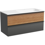 Тумба 100 см Delta Sancos ПОДВЕСНАЯ Дуб красный/графит с умывальником CN7015