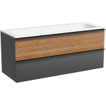 Тумба 120 см Delta Sancos ПОДВЕСНАЯ Дуб красный/графит с умывальником CN7016