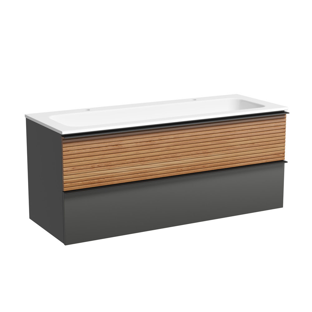 Тумба 120 см Delta Sancos ПОДВЕСНАЯ Дуб красный/графит с умывальником CN7016