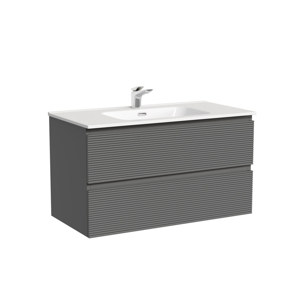 Тумба 90 см Folk Grey soft ПОДВЕСНАЯ Sancos с умывальником CN7002