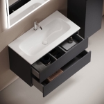 Тумба 90 см Folk Grey soft ПОДВЕСНАЯ Sancos с умывальником CN7019 — изображение 5