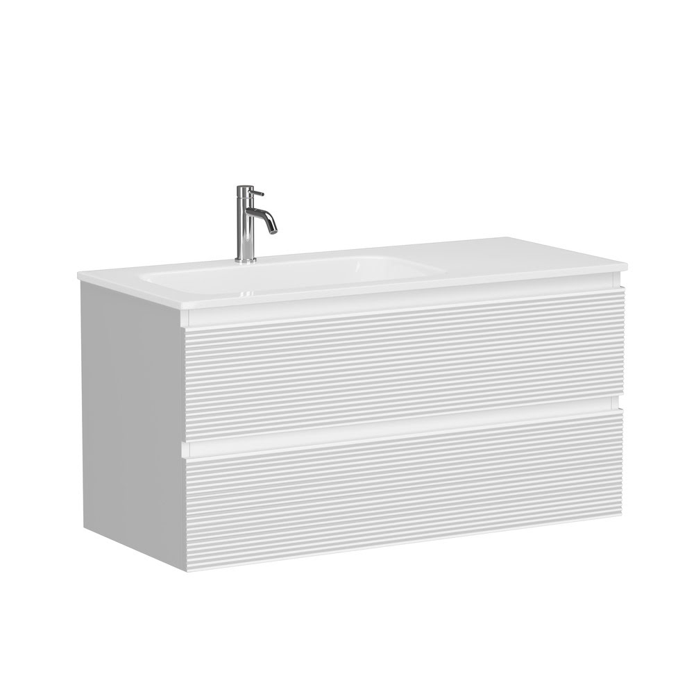 folk_fl100lw Тумба 100 см Folk Bianco ПОДВЕСНАЯ Sancos с умывальником CN7014 — изображение 1