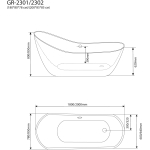 Ванна 180x80 см акриловая отдельностоящая GROSSMAN GR-2301 / Германия — изображение 3