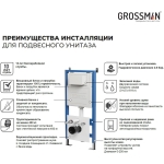 Инсталляция для подвесного унитаза Grossman 900.K31.01.000 для скрытого монтажа /Германия — изображение 9