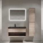 Тумба 100 см левая Marmi 1.0 Дуб галифакс натуральный ПОДВЕСНАЯ Sancos с умывальником CN7014MB — изображение 2