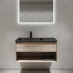 Тумба 100 см левая Marmi 1.0 Дуб галифакс натуральный ПОДВЕСНАЯ Sancos с умывальником CN7014MB — изображение 4