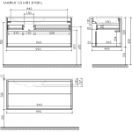 Тумба 100 см левая Marmi 1.0 Дуб галифакс натуральный ПОДВЕСНАЯ Sancos с умывальником CN7014MB — изображение 7