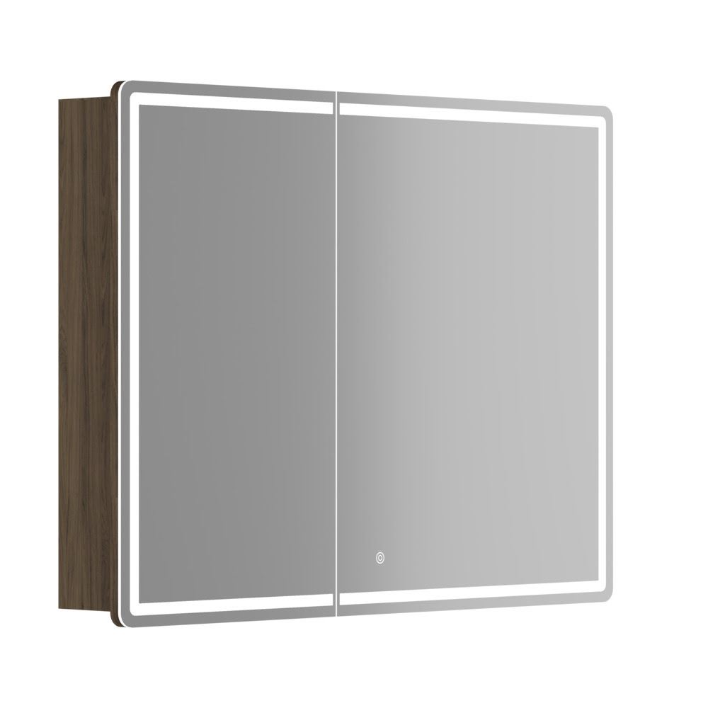 Зеркальный шкаф 990х740х150мм SANCOS Mirror с LED-подсветкой Дуб чарльстон Правый/Италия