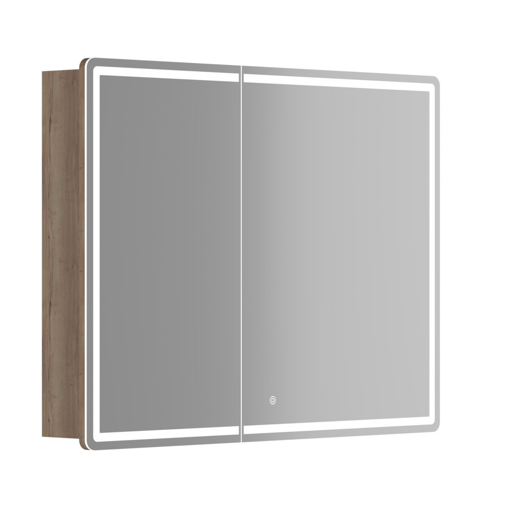 Зеркальный шкаф 990х740х150мм SANCOS Mirror с LED-подсветкой Дуб галифакс Правый/Италия