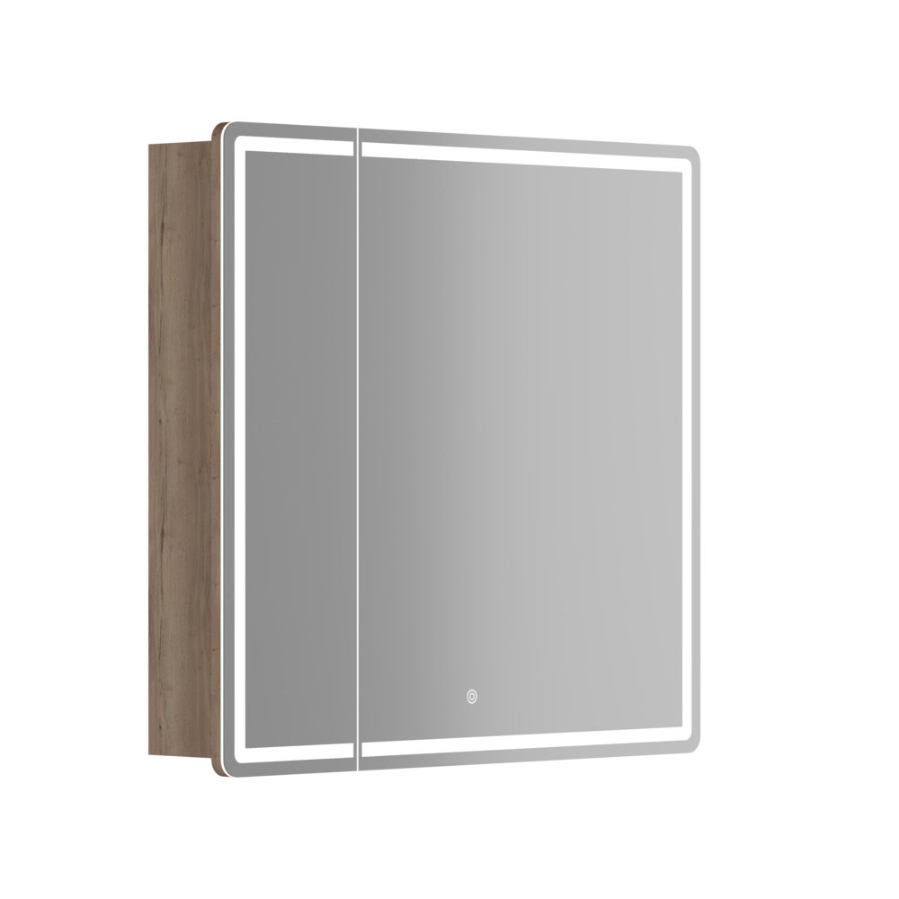 Зеркальный шкаф 790х740х150мм SANCOS Mirror с LED-подсветкой Дуб галифакс Правый/Италия
