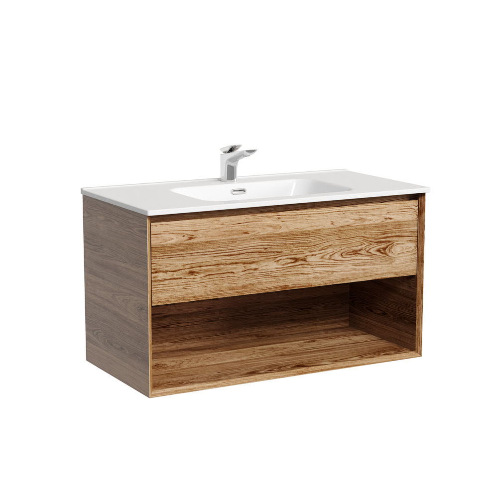 Тумба 90 см Marmi 1.0 Дуб чарльстон ПОДВЕСНАЯ Sancos с умывальником CN7002