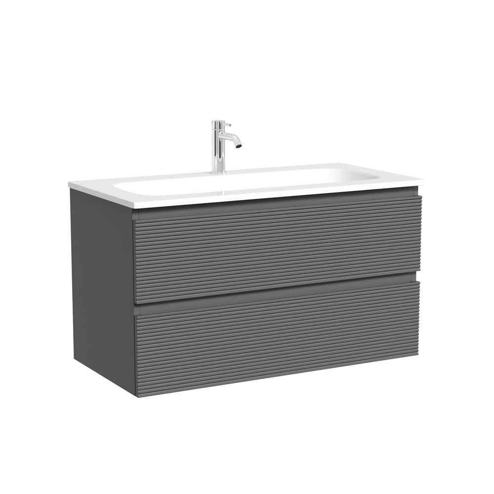 Тумба 90 см Folk Grey soft ПОДВЕСНАЯ Sancos с умывальником CN7019