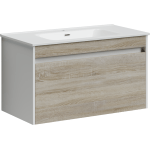 Тумба 90 см Smart ПОДВЕСНАЯ Sancos Дуб бардолино/белый с умывальником CN7002