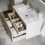 Тумба 90 см Smart ПОДВЕСНАЯ Sancos Дуб бардолино/белый с умывальником CN7002 — изображение 2